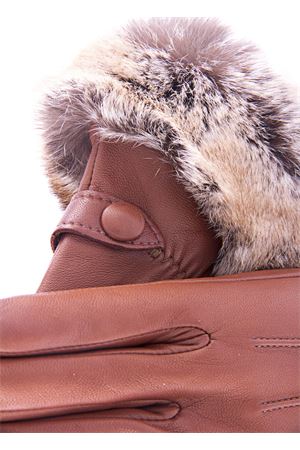 Guanti in pelle marrone con pelliccia Capri Gloves | CA1132LUGGAGE